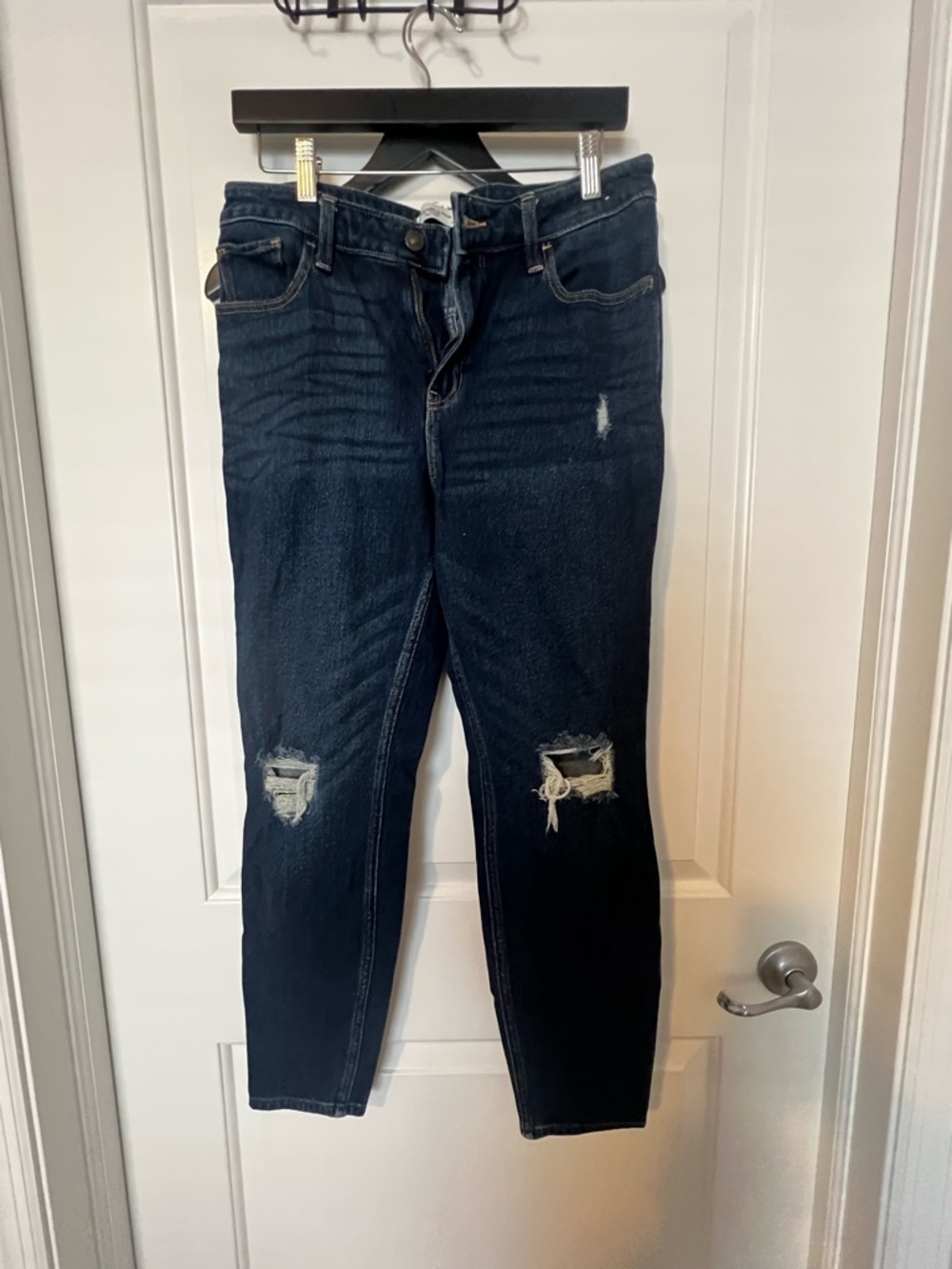 Abercrombie & Fitch Dark Blue Distressed Boyfriend Jeans